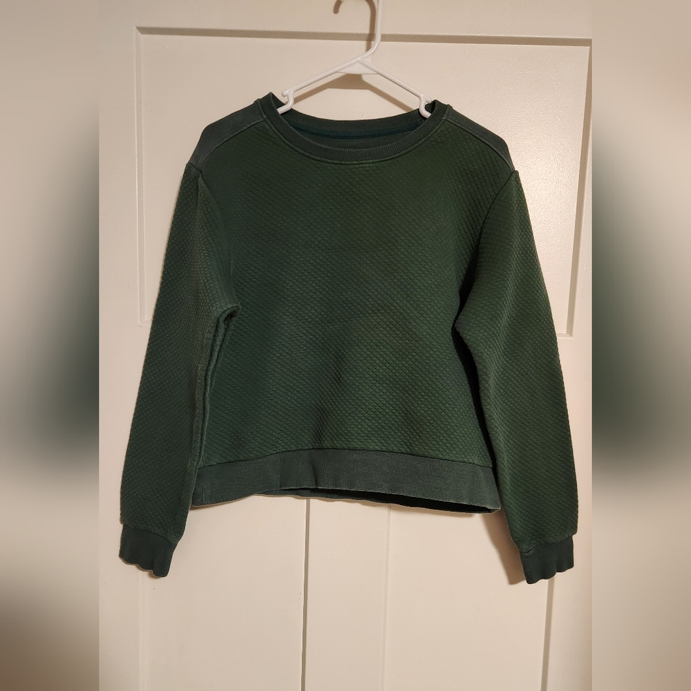 Born Primative Dark Green Waffle Crewneck Pullover Sweatshirt Womens Medium